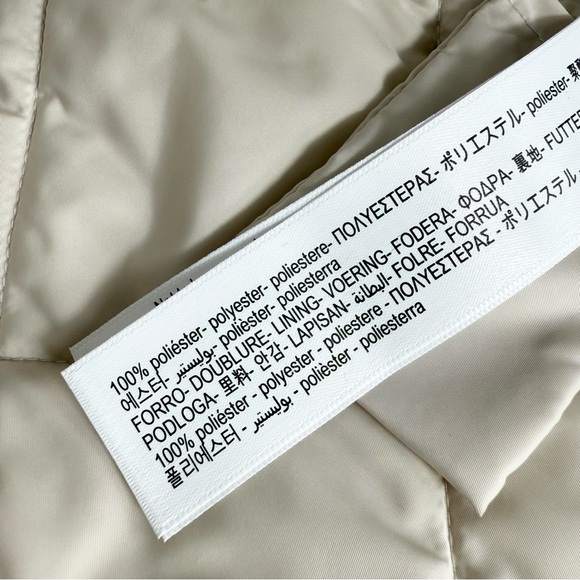 Massimo Dutti Longline Quilted Jacket Cream Sz S - Picture 11 of 14